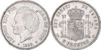 Spanien 5 Pesetas Münze, Alfonso XIII, Seville, SS+, Silber, KM:700 -