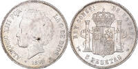 Spanien 5 Pesetas Münze, Alfonso XIII, Madrid, SS+, Silber, KM:700 -