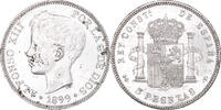 Spanien 5 Pesetas Münze, Alfonso XIII, Valencia, VZ, Silber, KM:707 -