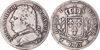 Frankreich 5 Francs Münze, Louis XVIII, Bayonne, S+, Silber, KM:702.8 -