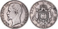 Frankreich 5 Francs Münze, Napoleon III, Strasbourg, S+, Silber -