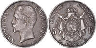 Frankreich 5 Francs Münze, Napoleon III, Strasbourg, S+, Silber -