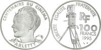 Frankreich 100 Francs Münze, Arletty, Paris, Proof, STGL, Silber -