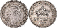 Frankreich 20 Centimes Münze, Napoleon III, Strasbourg, SS+, Silber -