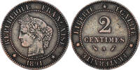 Frankreich 2 Centimes Münze, Cérès, Paris, SS, Bronze, KM:827.1 -