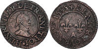Frankreich Denier Tournois Münze, Henri III, Paris, SS, Kupfer -