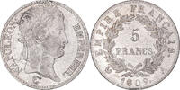 Frankreich 5 Francs Münze, Napoléon I, Paris, VZ, Silber, KM:694.1 -