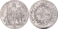 Frankreich 5 Francs Münze, Union et Force, Paris, SS+, Silber -