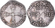 Frankreich 1/4 Ecu croix de face Münze, Henri III, Nantes, Rare, SS -