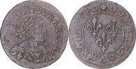 Frankreich Double Tournois Münze, Louis XIII, Double tournois, buste laurée et drapé, Double -
