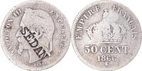 Frankreich 50 Centimes Münze, Napoleon III, Bordeaux, Satirique, S+ -