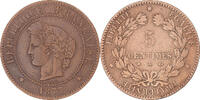 Frankreich 5 Centimes Münze, Cérès, Paris, S+, Bronze, KM:821.1 -