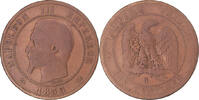 Frankreich 10 Centimes Münze, Napoleon III, Rouen, ancre, SGE+, Bronze -