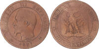 Frankreich 10 Centimes Münze, Napoleon III, Rouen, SGE+, Bronze -