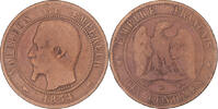 Frankreich 10 Centimes Münze, Napoleon III, Bordeaux, SGE+, Bronze -