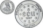 Belgien 5 Ecu Münze, Charles Quint, VZ, Silber, KM:166 -