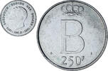 Belgien 250 Francs, 250 Frank Münze, Baudouin I, Brussels, SS+, Silber -