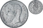 Belgien 5 Francs, 5 Frank Münze, Leopold II, SS, Silber, KM:24 -