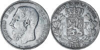 Belgien 5 Francs, 5 Frank Münze, Leopold II, SS, Silber, KM:24 -