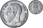 Belgien 5 Francs, 5 Frank Münze, Leopold II, SS, Silber, KM:24 -