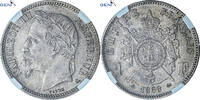 Frankreich Franc Münze, Napoleon III, Paris, GENI, AU58, VZ, Silber -