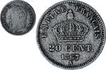 Frankreich 20 Centimes Münze, Napoleon III, Paris, S+, Silber -