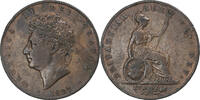 Großbritannien 1/2 Penny George IV, SS, Kupfer, KM:692 -