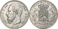 Belgien 5 Francs, 5 Frank Leopold II, Silber, SS, KM:24 -