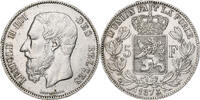 Belgien 5 Francs, 5 Frank Leopold II, Silber, SS, KM:24 -