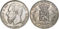 Belgien 5 Francs, 5 Frank Leopold II, Silber, SS, KM:24 -