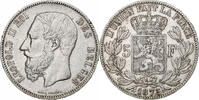 Belgien 5 Francs, 5 Frank Leopold II, Silber, SS, KM:24 -