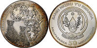 Ruanda 50 Francs Cheetah, PP, Silber, VZ+, KM:38 -