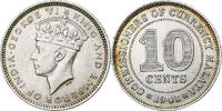 MALAYA 10 Cents George VI, Silber, VZ, KM:4 -