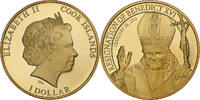 Cookinseln Dollar Elizabeth II, Pape Benoit XVI, PP, Brass Or -