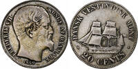 Danish West Indies 20 Cents Frederik VII, Copenhagen, Silber, S+, KM:67 -