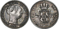 Spanien 2 Reales Isabel II, Madrid, Silber, S+, KM:599.1 -