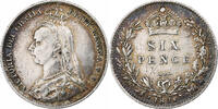 Großbritannien 6 Pence Victoria, Silber, SS, KM:760 -
