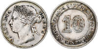 Straits Settlements 10 Cents Victoria, Silber, SS, KM:11 -