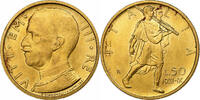Italien 50 Lire Vittorio Emanuele III, Rome, Gold, VZ+, KM:71 -