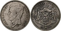 20 Francs, 20 Frank 1932 Belgien Albert I, Nickel, S+, KM:101.1 S+