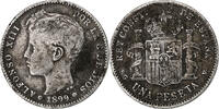 Spanien Peseta Alfonso XIII, Valencia, Silber, S, KM:706 -