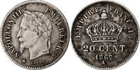 Frankreich 20 Centimes Napoleon III, Paris, Silber, SS, Gadoury:309 -