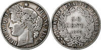 Frankreich 50 Centimes Cérès, Paris, Silber, SS, Gadoury:419a -