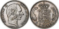 Dänemark 2 Kroner Christian IX, Copenhagen, Silber, SS+, KM:798.1 -