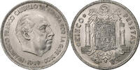Spanien 5 Pesetas Caudillo and regent, Madrid, Nickel, VZ, KM:778 -