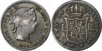 Spanien Real Isabel II, Silber, SS, KM:606.1 -