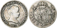 Spanien Real, Croat Isabel II, Madrid, Silber, S+, KM:518.1 -