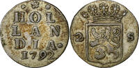 Niederlande 2 Stuivers, Double Wapenstuiver HOLLAND, Silber, SS, KM:48 -