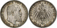 Deutsch Staaten 3 Mark WURTTEMBERG, Wilhelm II, Freudenstadt, Silber -