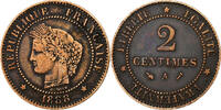 Frankreich 2 Centimes Cérès, Paris, Bronze, SS, KM:827.1 -